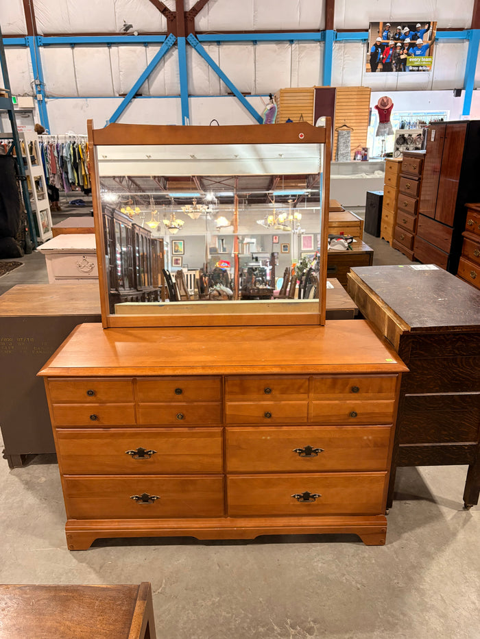 Traditional Style Six Drawer Dresser with Mirror