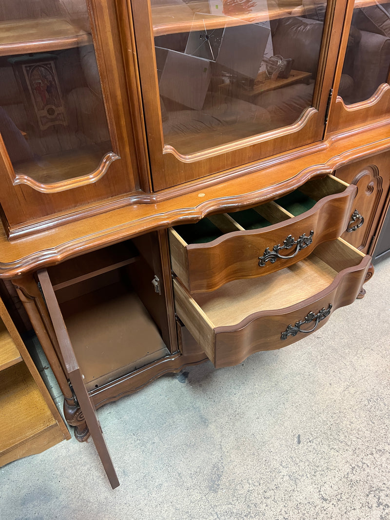 Vintage French Provincial Two-Piece China Cabinet