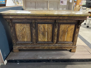 French Brass Top Faux-bois Bar