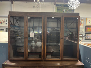 Mid-Century Modern Glass & Woven Buffet & Hutch