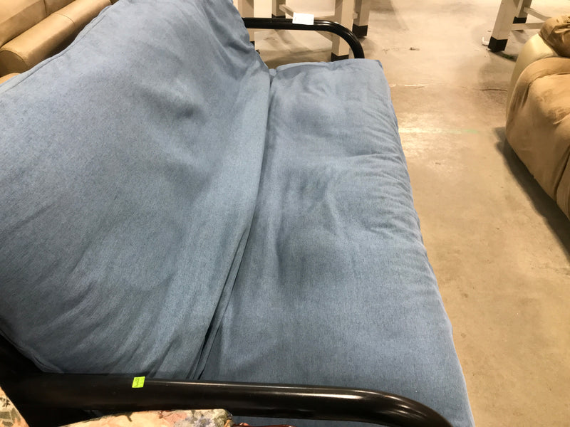 Blue Futon With Black Metal Base