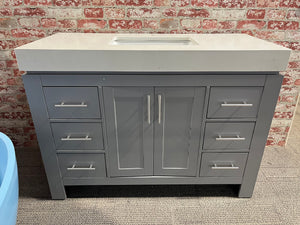 48”/60”/72” Double/Single Sink Grey Bathroom Vanity with Thick Quartz Top