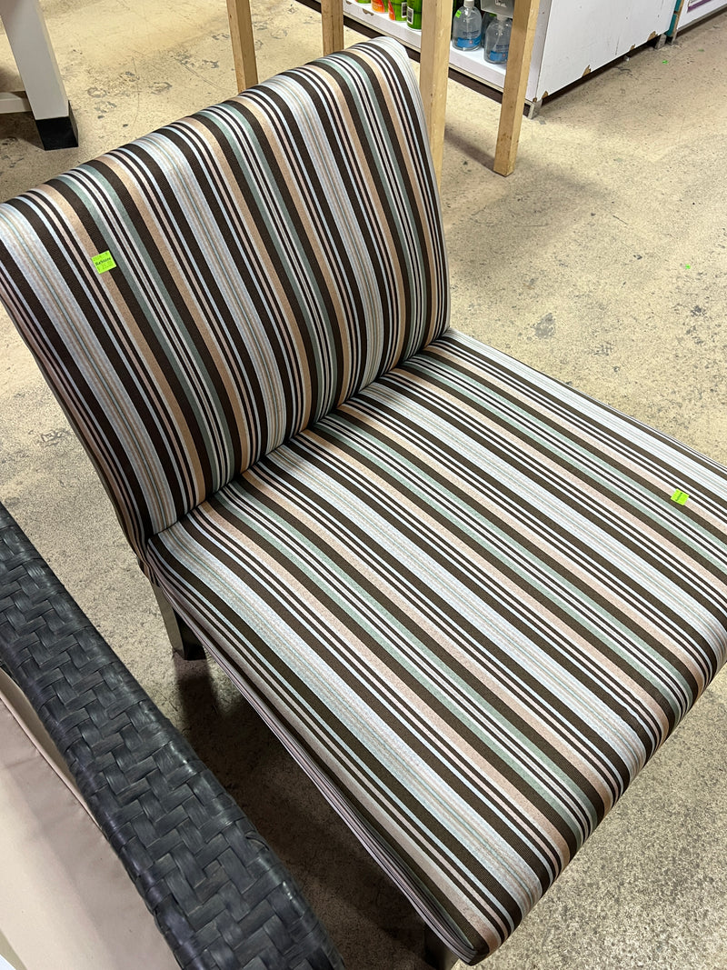 Modern Multicolor Striped Slipper Accent Chair