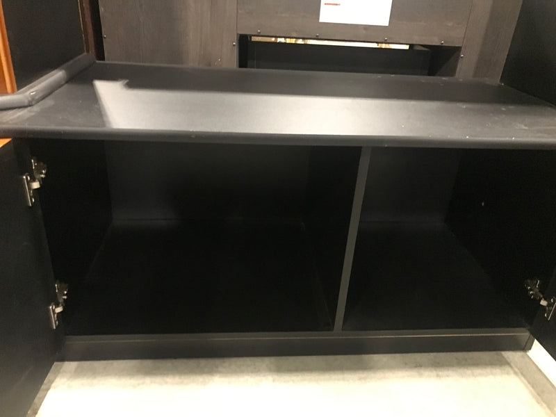 Wood Grain + Black Media Wall Unit