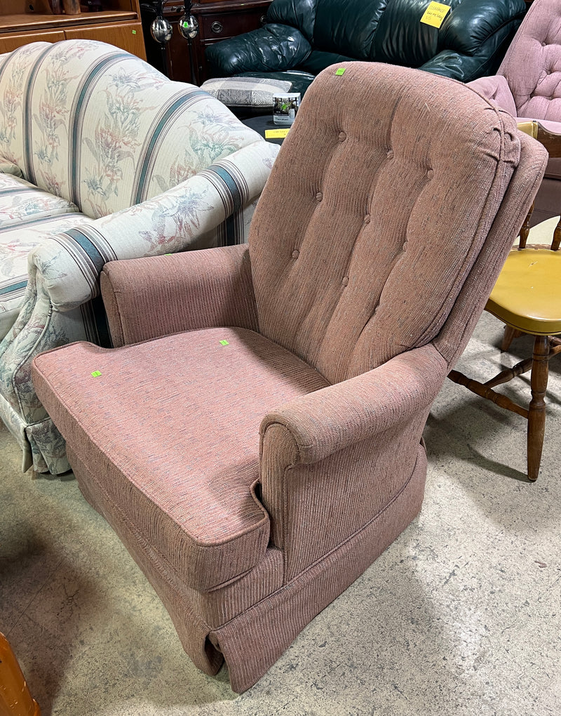 Vintage Tufted Recliner Chair – Pink Upholstered Accent Armchair