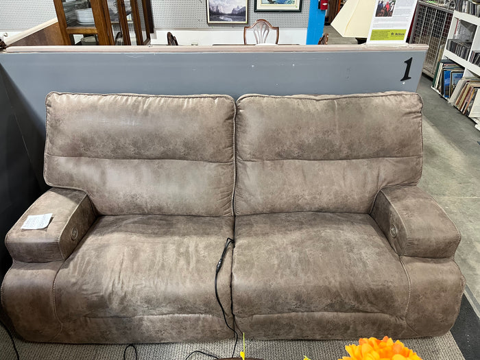 Taupe Faux-leather Two-seater Electric Recliner