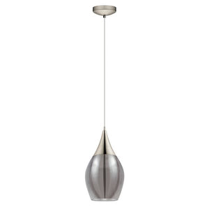EGLO Nuves 1-Light Matte Nickel LED Pendant Light with Tinted Glass