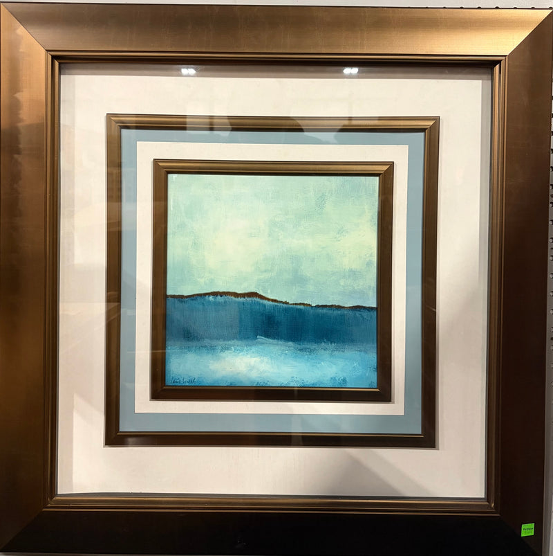 Framed Abstract Coastal Horizon Wall Art