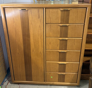 Modern Teak Highboy Dresser with Mirror