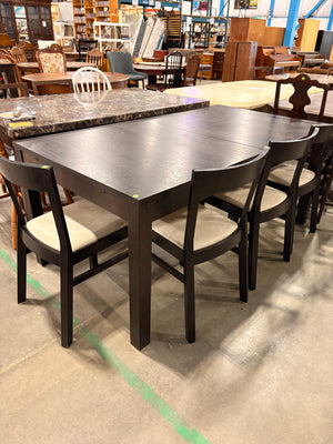Espresso Rectangular Dining Table with Four Chairs