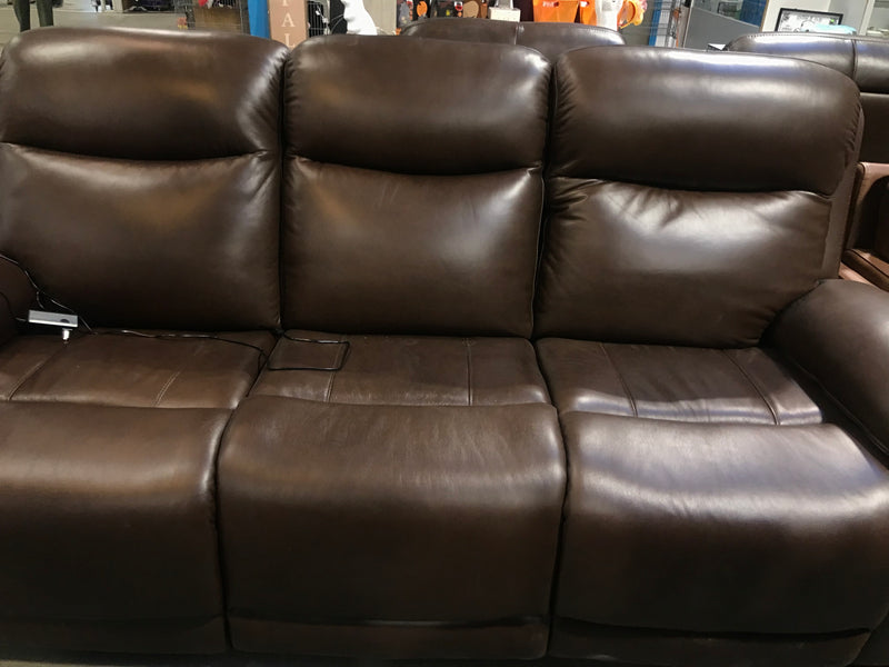 Dark Brown Leather Powered Recliner 3-Seater Sofa