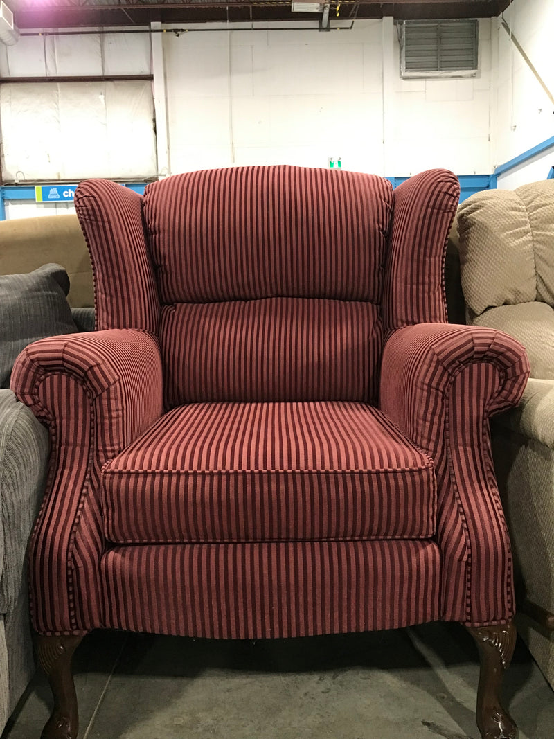 Purple Pinstripe Wingback Armchair