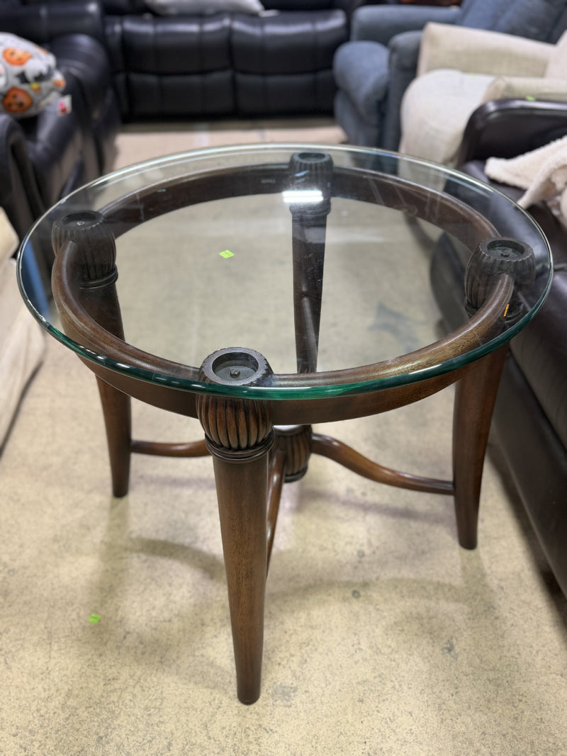 Round Glass-Top Accent Table