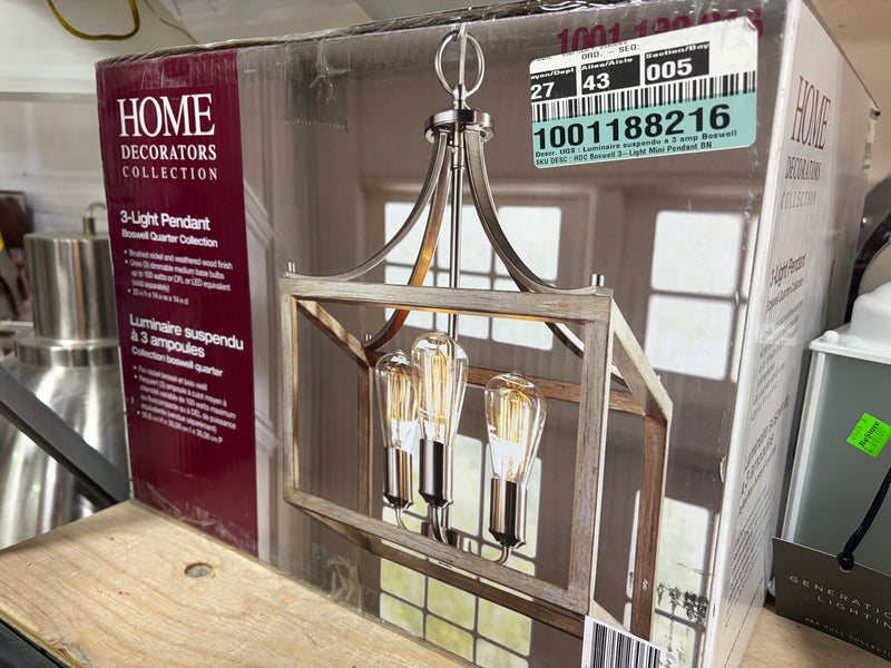 Boswell 3-Light Pendant in Brushed Nickel