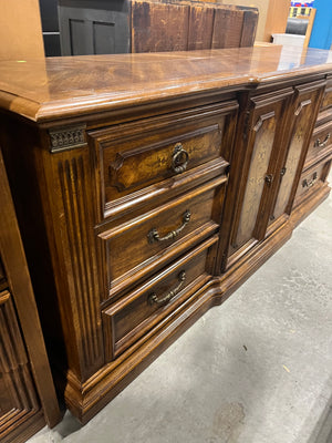 Vintage Solid Wood Dresser with Ornate Floral Detail