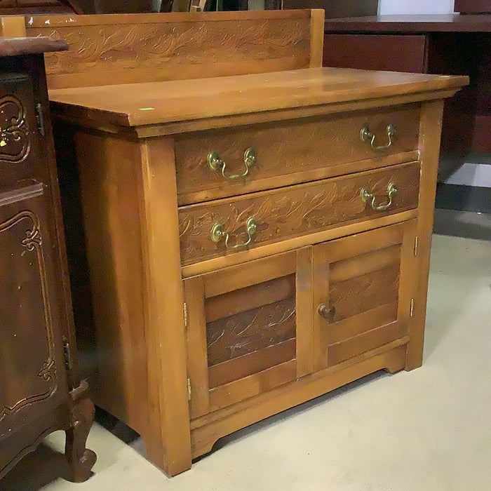 Carved Leaf Side Cabinet