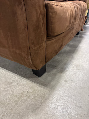 Brown Microsuede Plush Loveseat with Cushions
