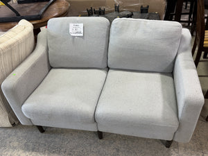 Light Gray Upholstered Loveseat with Matching Footstool