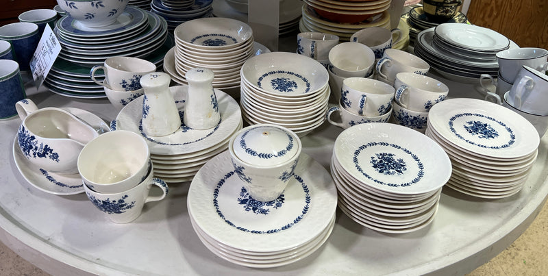 Vintage Royal Florence by Mayfair Blue & White Transferware China Set – 79 Pieces