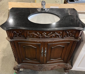 Antique-Style Bathroom Vanity with Black Granite Top