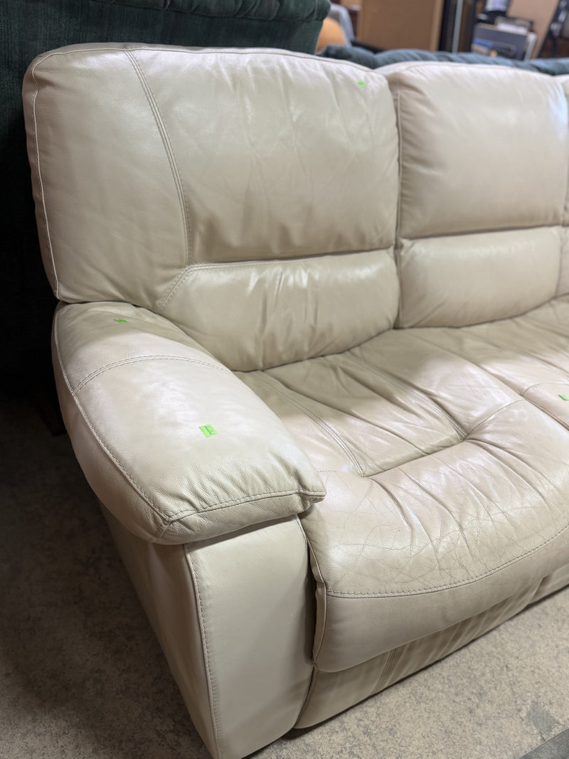 Cream Leather Reclining Sofa