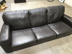 Brown Faux Leather 3 Seater Couch