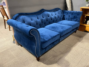 Royal Blue Velvet Tufted Sofa