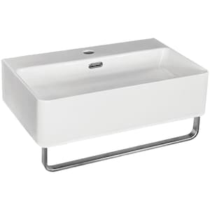 Glacier Bay Wall Mounted Bathroom Sink in White with Single Faucet Hole