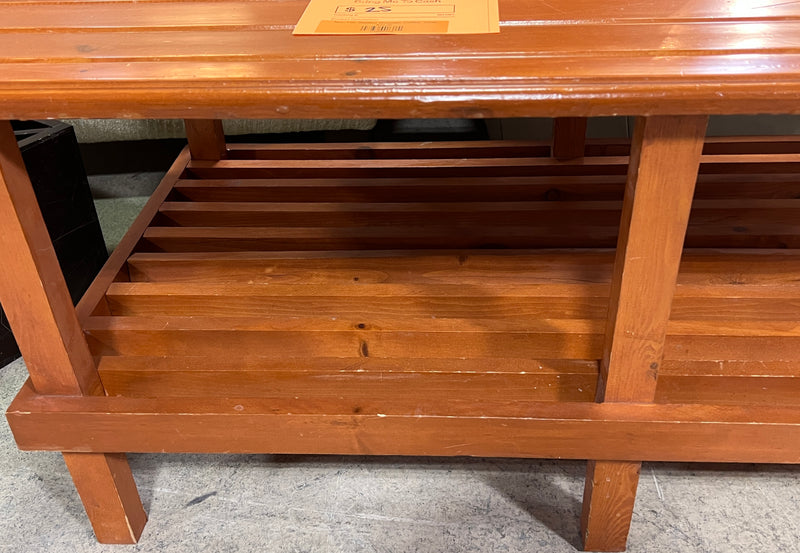 Two-Tier Slatted Wooden Coffee Table