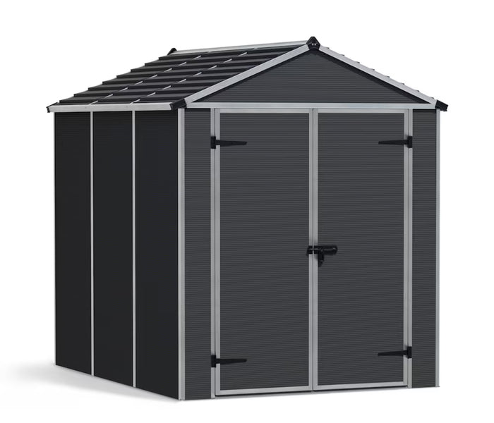 Rubicon 6 ft. x 8 ft. Dark Gray Garden Storage Shed