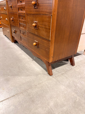 Vintage Long Dresser with Carved Wooden Knobs