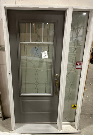 Modern Steel Entry Door with Decorative Glass & Sidelight – Prehung