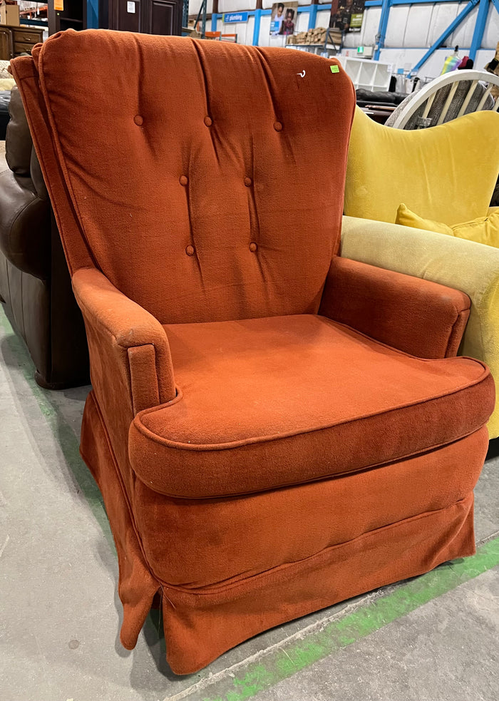Vintage Rust Orange Tufted Armchair