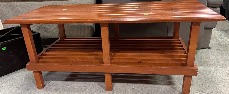 Two-Tier Slatted Wooden Coffee Table