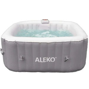 Four Person 120-Jet Grey Square Inflatable Hot Tub with Cover
