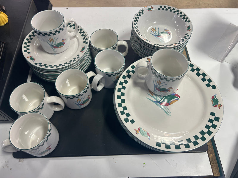 Newcor Stoneware Dining Set - "Cabin Mallard" Pattern