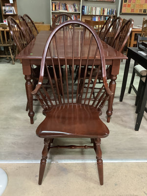 Solid Maple Table with 8 Windsor Style Chairs