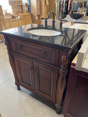 Antique-Style Bathroom Vanity with Granite Top & Sink