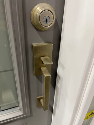 Modern Steel Entry Door with Decorative Glass & Sidelight – Prehung