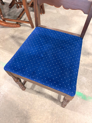 Dark Wood and Royal Blue Dining Chairs