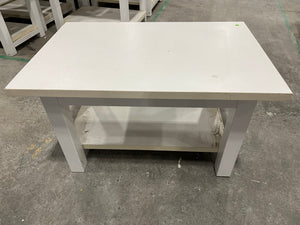 Sturdy White Work Table with Storage Shelf