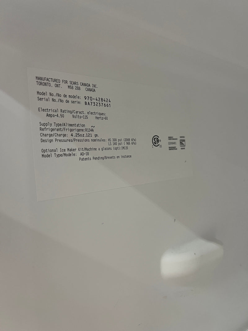 White Kenmore Fridge