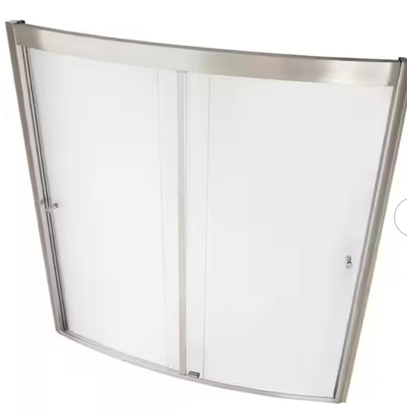 Ovation 60 in. X 58 in. Framed Sliding Tub/Shower Door in Satin Nickel