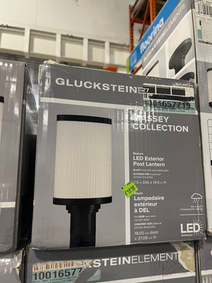 Massey 1-Light 15” H Integrated LED Outdoor Post Lantern Light Black Metal Finish with White Panel Glass