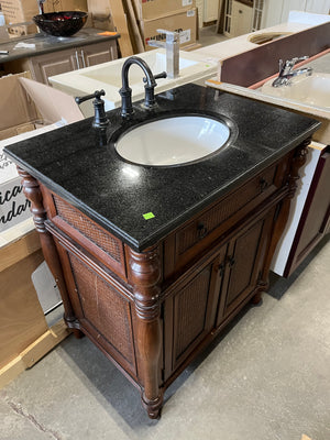 Antique-Style Bathroom Vanity with Granite Top & Sink