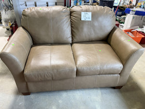Modern Brown Leather Loveseat