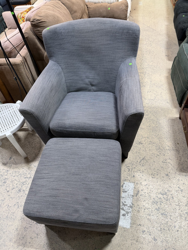 Modern Gray Accent Chair with Ottoman