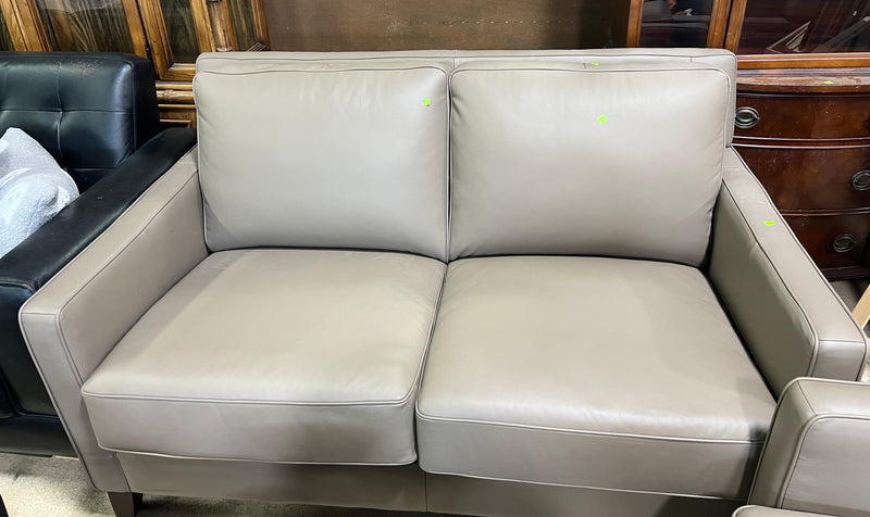 Taupe Leather Loveseat