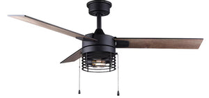 Niremont 46” Matte Black Ceiling Fan with Metal Guard Light Kit
