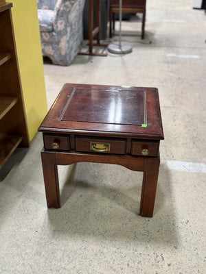 Vintage Mahogany Accent Table with Faux Drawer Front